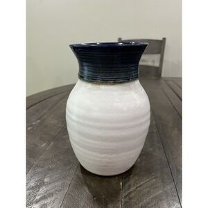 Studio Art Pottery Stoneware 8 in Vase Pot Hand Turned Blue Glaze Signed D Booth